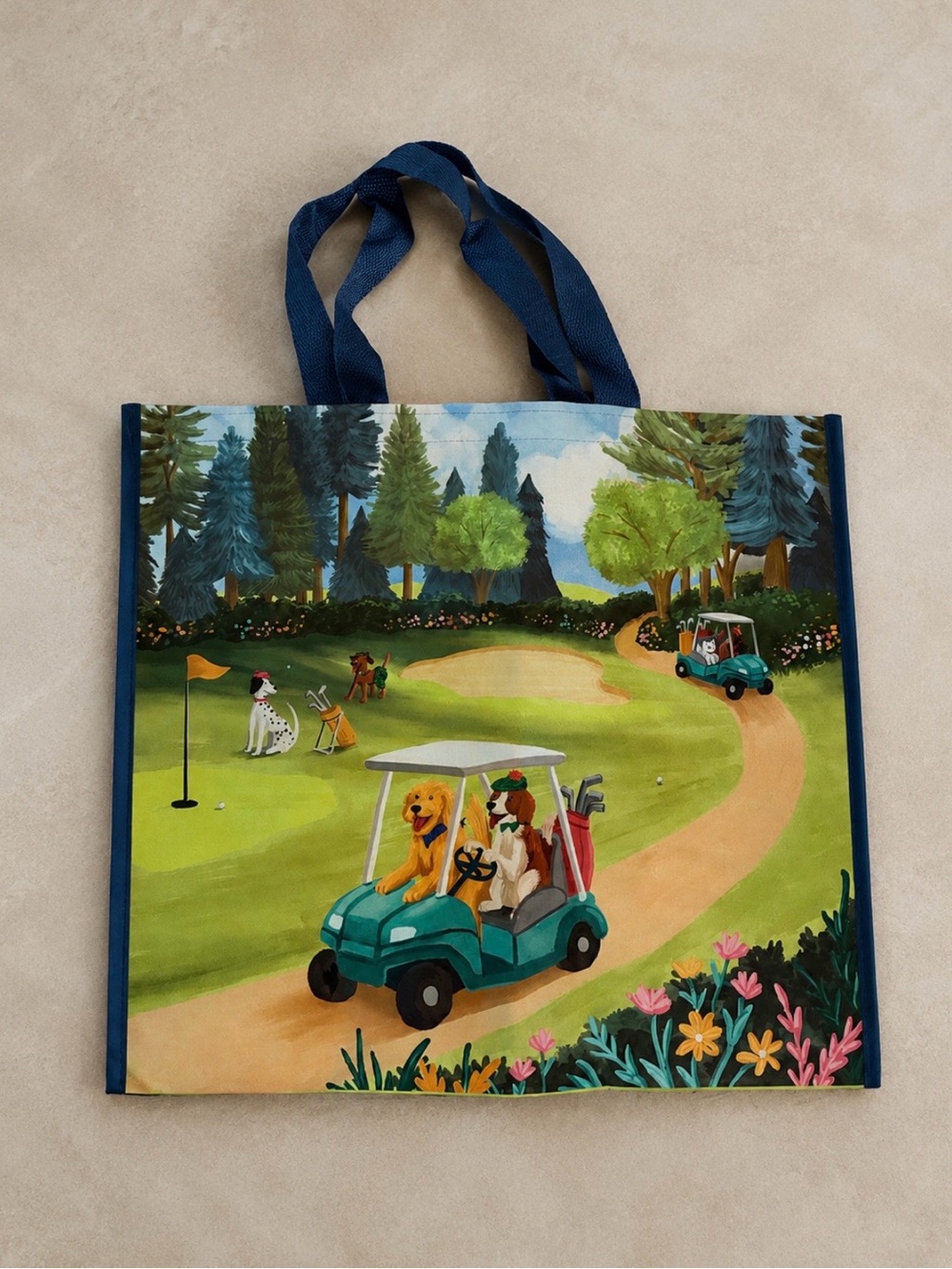 Dog golf reusable tote bag